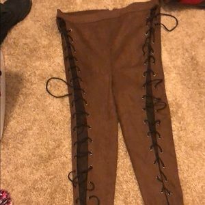 Brown lace up pants